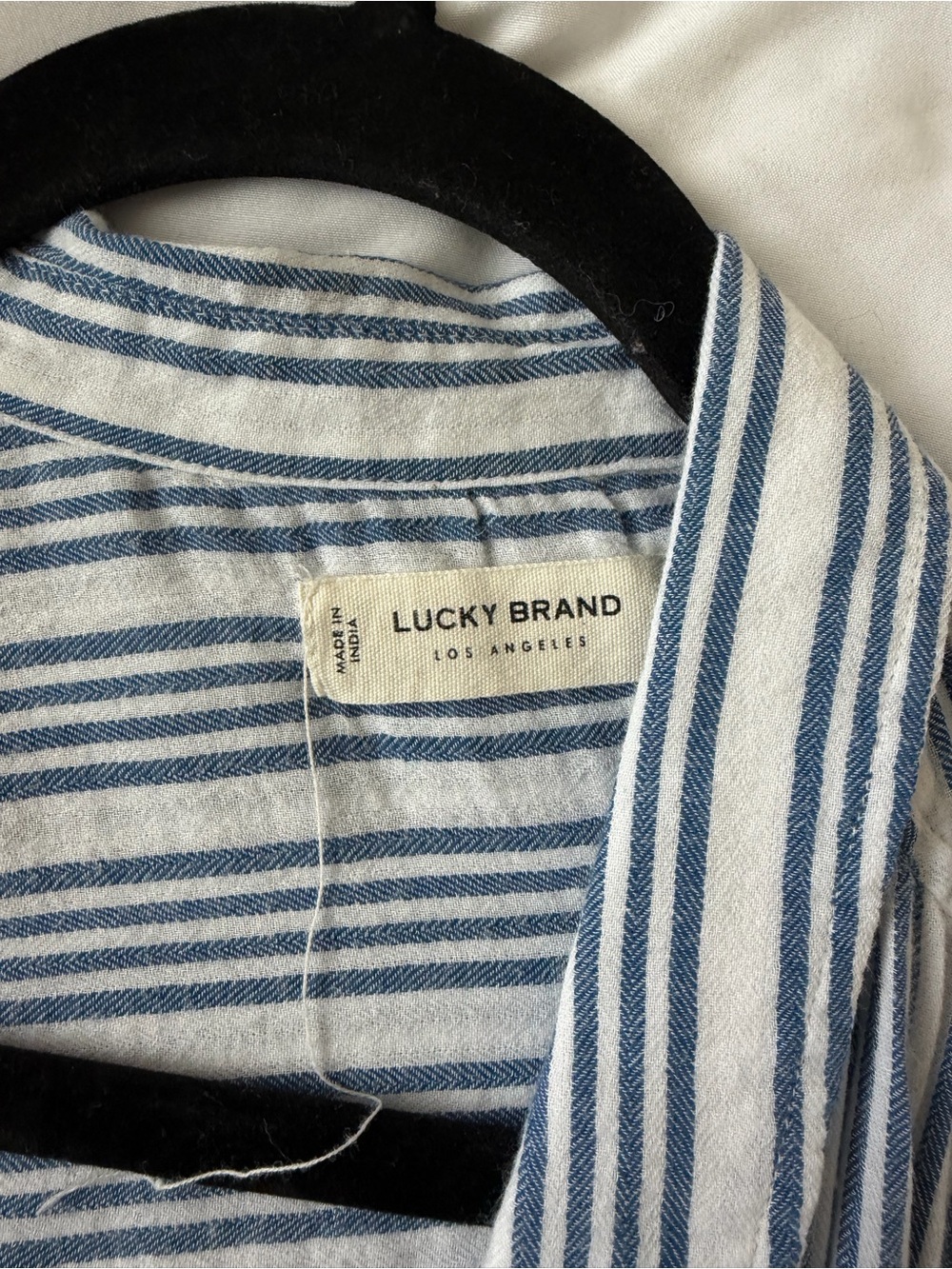 Lucky Brand Blue & White Striped Casual Button-Down Shirt